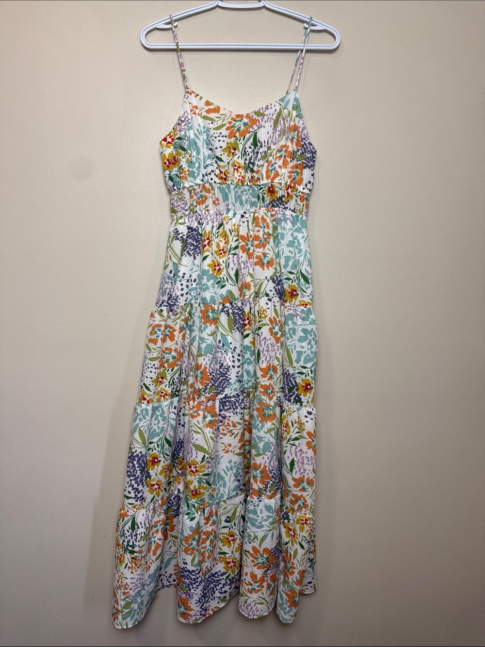 Gilli Swiss Valley in Multi Wide Flower Tiered Maxi Lined Dress size M